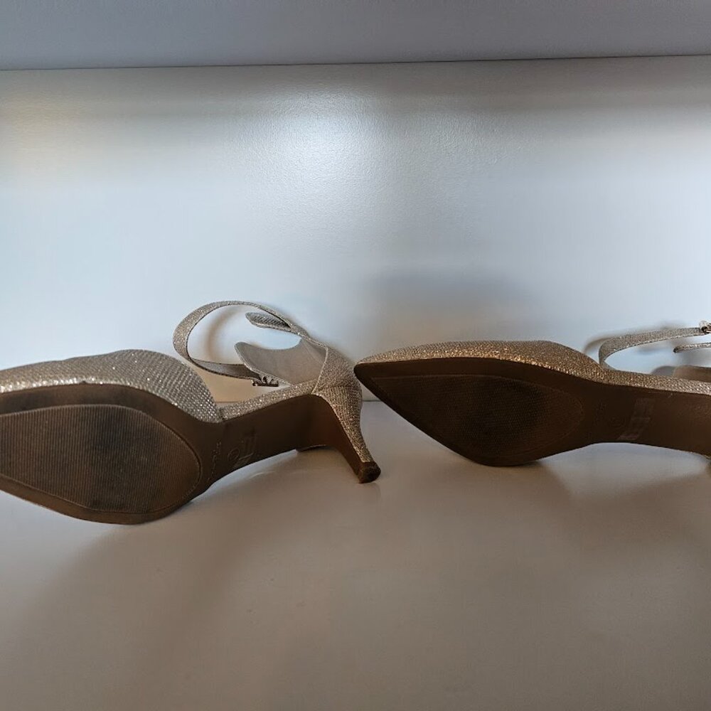 Gold Sparkle Mary Jane Kitten Heels - Size 11 - Picture 5 of 5